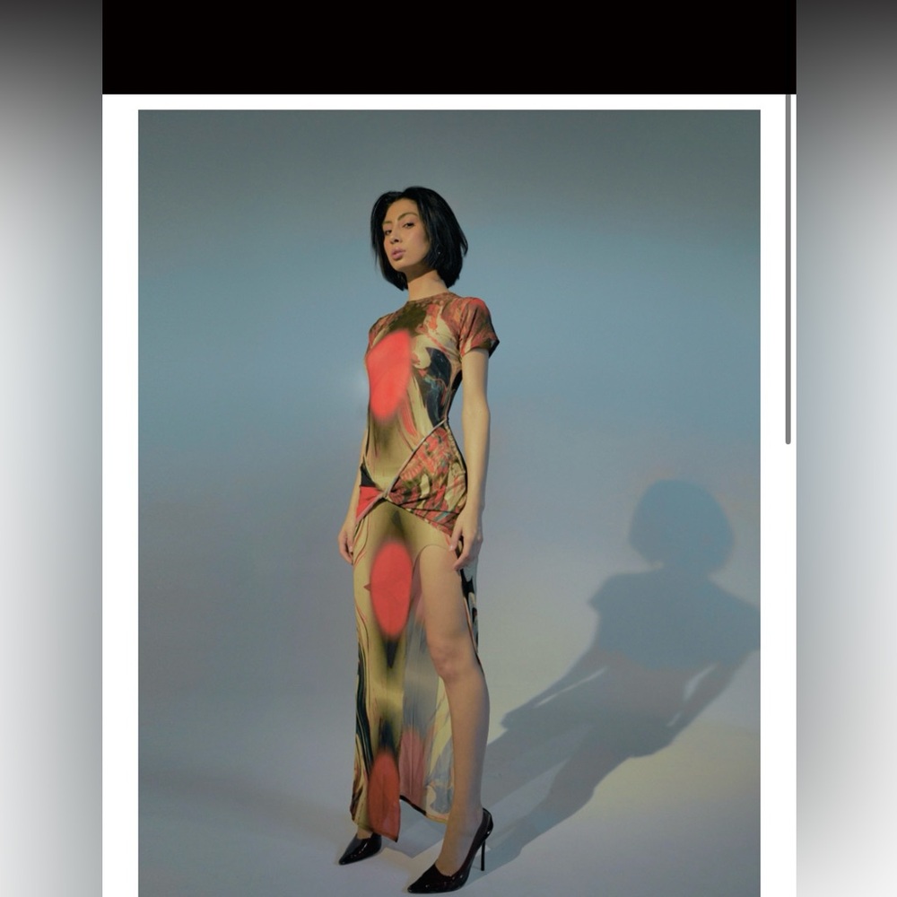 Ru by rupal printed mesh twist dress